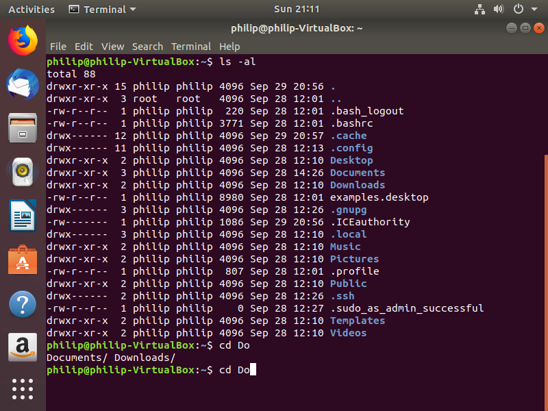 Figure 2 - an attempt to use tab autocomplete when there is ambiguity over the directory name selected